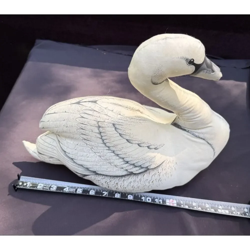 Vintage Large Stuffed Wild Swan Bird Plush Decorative Pillow Decor Handmade
